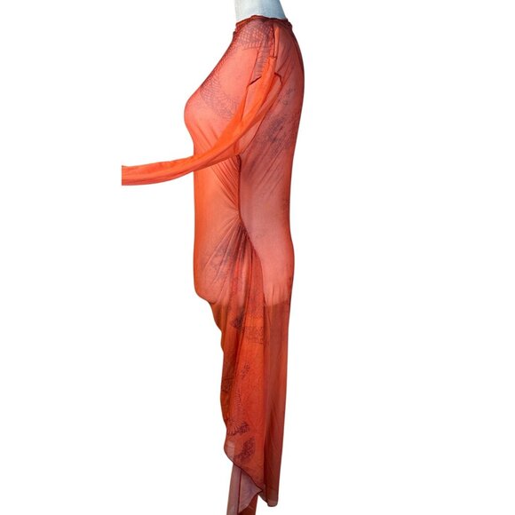 Jade Cropper Draped Twisted Dress in Red Snake Print 38 New Womens Serpent Mesh - Picture 7 of 13